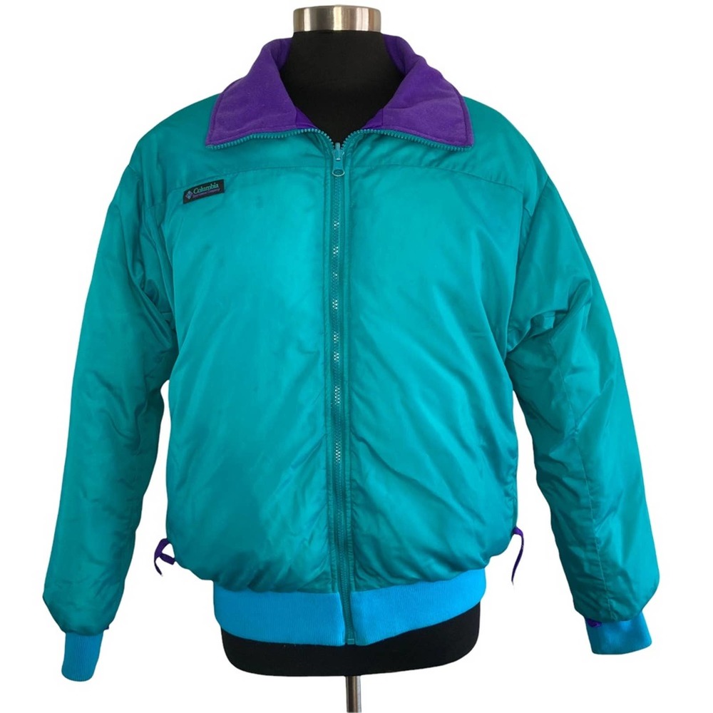 Columbia reversible insulated quilted ski coat. Teal/purple.  Women's Medium.